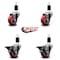 Service Caster 3'' Red Poly Wheel Swivel 1-1/2'' Expanding Stem Caster Set 2 Brakes, 4PK SCC-EX20S314-PPUB-RED-2-PLB-2-112 - alternate 4